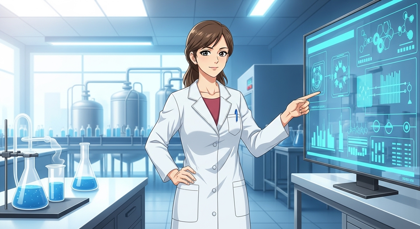 優光泉ファスティングの安全性と科学的根拠を解説する、白衣の女性専門家のイラスト。