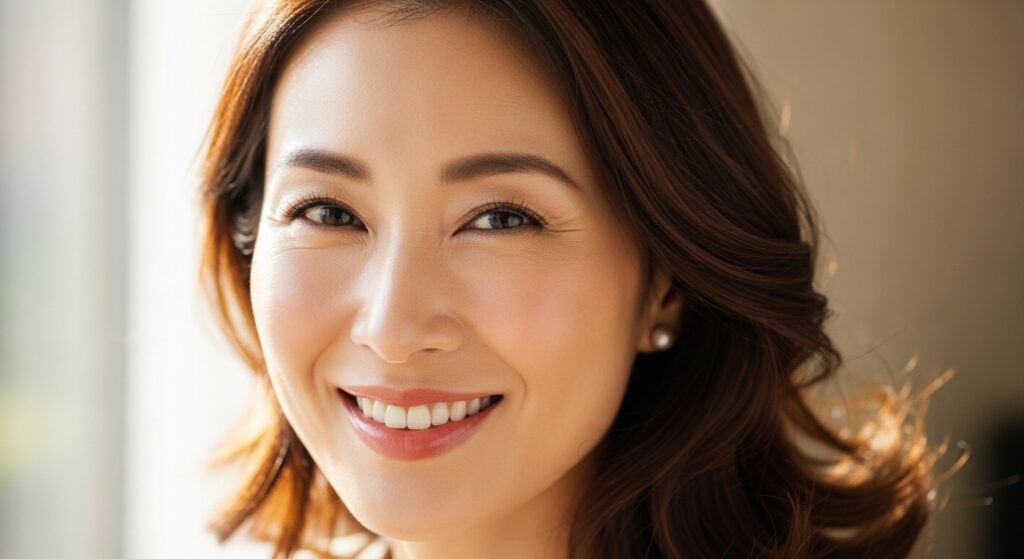 優光泉が導く、内側から輝く美しさ 笑顔でカメラを見つめる女性のポートレート。健康的な肌が内側から輝いているように見える。
画像の目的