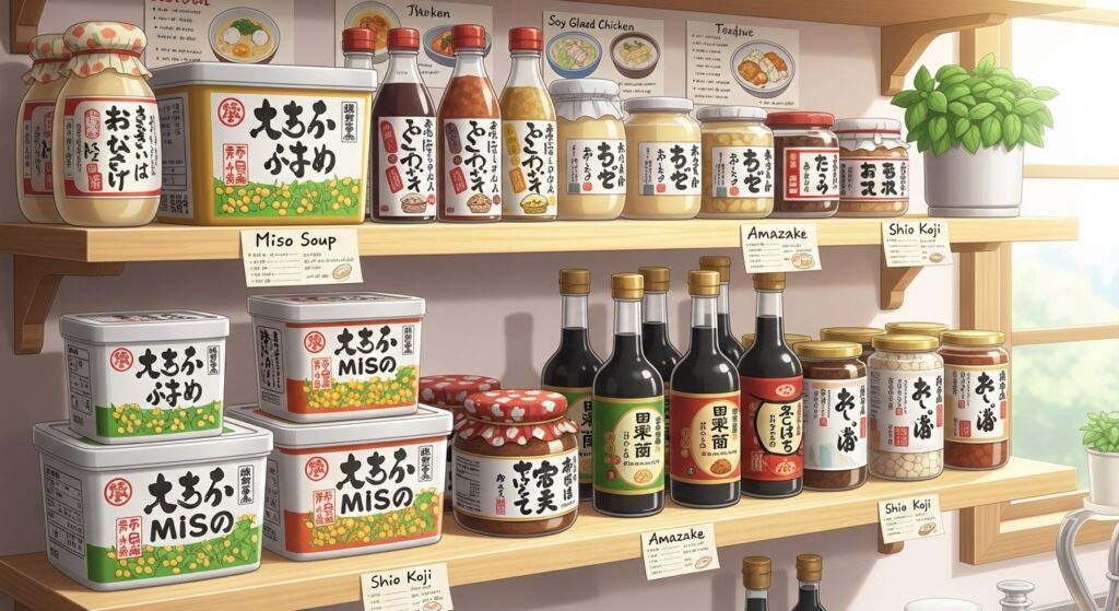朝食の食卓に並べられた、簡単で美味しそうな発酵食品を使った腸活レシピの料理。